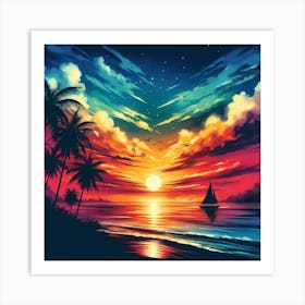 Sunset On The Beach 25 Art Print