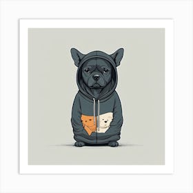 French Bulldog In Hoodie Art Print