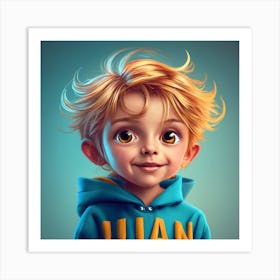 Nazarethcute Cartoon Style Of A Kid Boy With A S Art Print