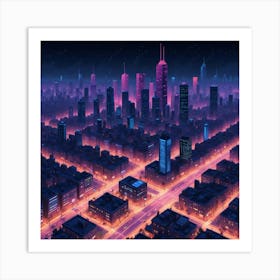 Cityscape At Night 12 Art Print