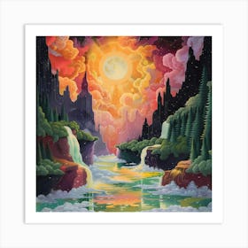 Colorful Sunrise, Pop Surrealism, Lowbrow Art Print