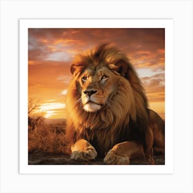 Lion At Sunset 1 Art Print