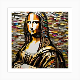 Mona Lisa Recycled Art Leonardo Da Vinci Louvre France Face Portrait Art Print