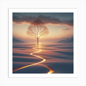 Lone Tree In The Snow 2 Art Print