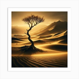 Lone Tree In The Desert 4 Art Print