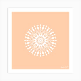 Mandala - Peach & White Art Print