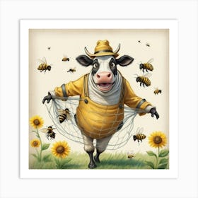 Bees And Cows Art Print