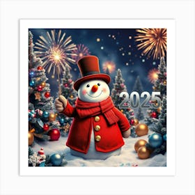 Flux Schnell A Jovial Snowman Stands Amidst A Winter Wonderlan 0 Art Print