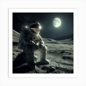 Astronaut On The Moon Art Print