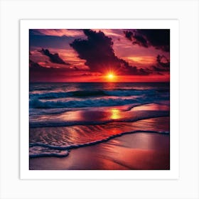 Sunset On The Beach 369 Art Print