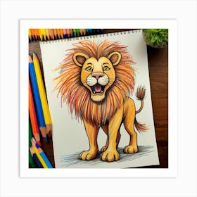 Lion Drawing 15 Art Print