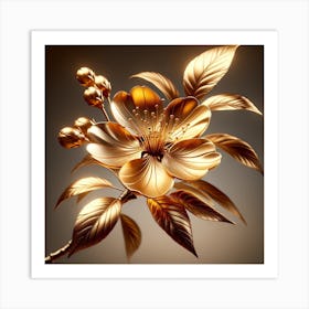 Golden Flower 1 Art Print