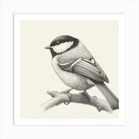 Line Art tit bird 1 Art Print