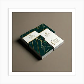 Gold And Green Business Card Art Print