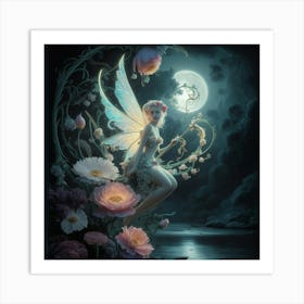 Fairy In The Moonlight 3 Art Print