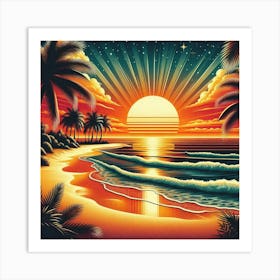 Sunset At The Beach 8 Art Print