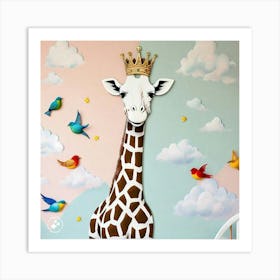 Giraffe With Crown Art Print