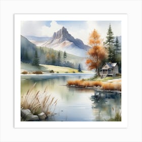 Watercolor Landscape Painting 4 Art Print