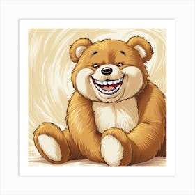 Teddy Bear Cartoon Illustration Art Print