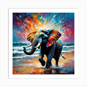 Elephant On The Beach Art Print