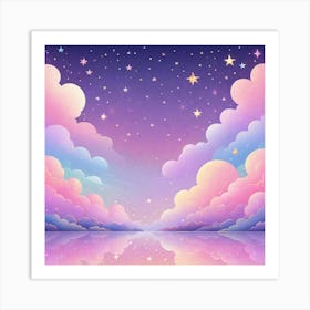 Sky With Twinkling Stars In Pastel Colors Square Composition 2 Art Print