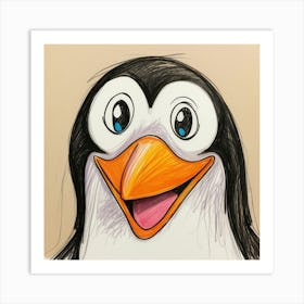 Penguin Drawing 3 Art Print