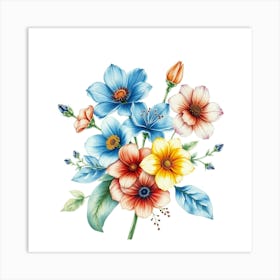 Watercolor Flowers Bouquet 2 Art Print