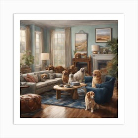 Dogs and The Living Room Art Print