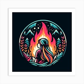 Girl With A Fire 1 Art Print