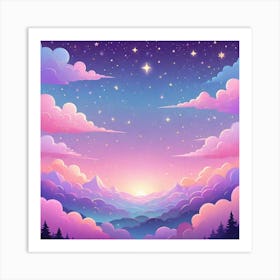 Sky With Twinkling Stars In Pastel Colors Square Composition 15 Art Print