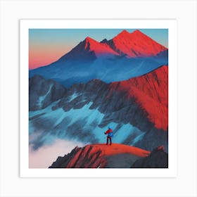 beautiful sunset in the mountain with wonderful coloring mixed blue and red Art Print