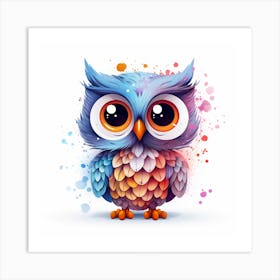 Cute Pastel Cartoon Owl Art Print