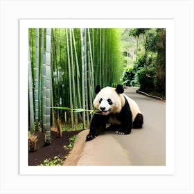 Panda Bear In Bamboo Forest 9 Art Print