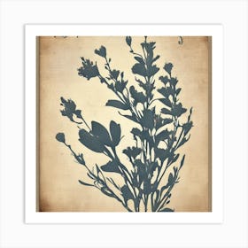 Wildflowers Flax3 Floral Botanical Vintage Poster Flower Art Print Art Print