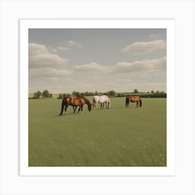 Horses In A Field 2 Art Print