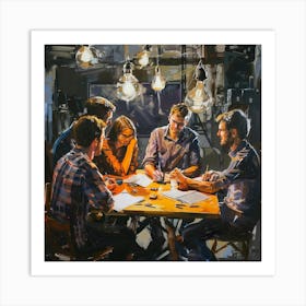 A Team Brainstorming Oil Painting Illustration 1718666037 4 Art Print