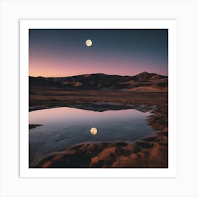 Full Moon In The Desert Art Print