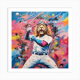 Lion Baseball Art Print