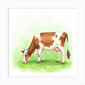 Cow Grazing In The Grass Art Print