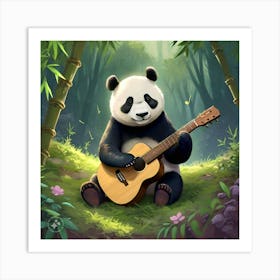 Panda Bear Playing Guitar Art Print