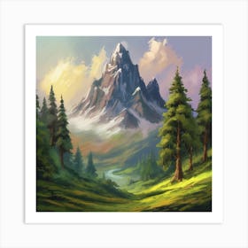 Mountain Landscape Painting 2 Art Print