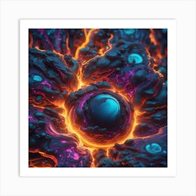 Abstract Fractal Art pearl sphere 3d Art Print