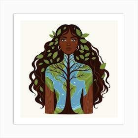 Earth in woman Art Print