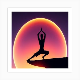 Silhouette Of A Man Doing Yoga Art Print