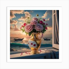 Vase Of Roses Art Print