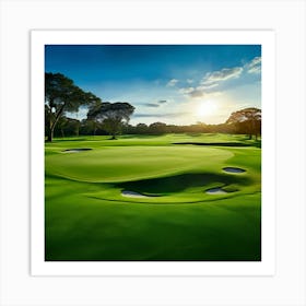 Golf Course At Sunset 3 Art Print