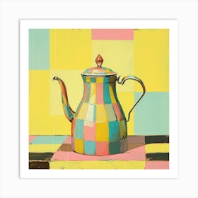 Checkerboard Tea Pot 1 Art Print