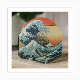 Great Kanagawa Acrylic Ramen Block 3d Render 11 Art Print