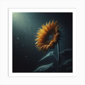 Sunflower In The Dark Art Print