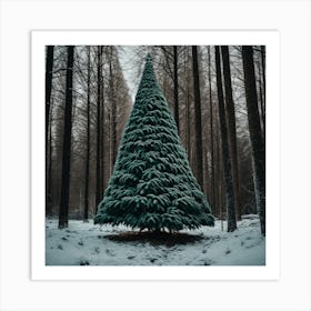 Christmas Tree In The Forest 100 Art Print